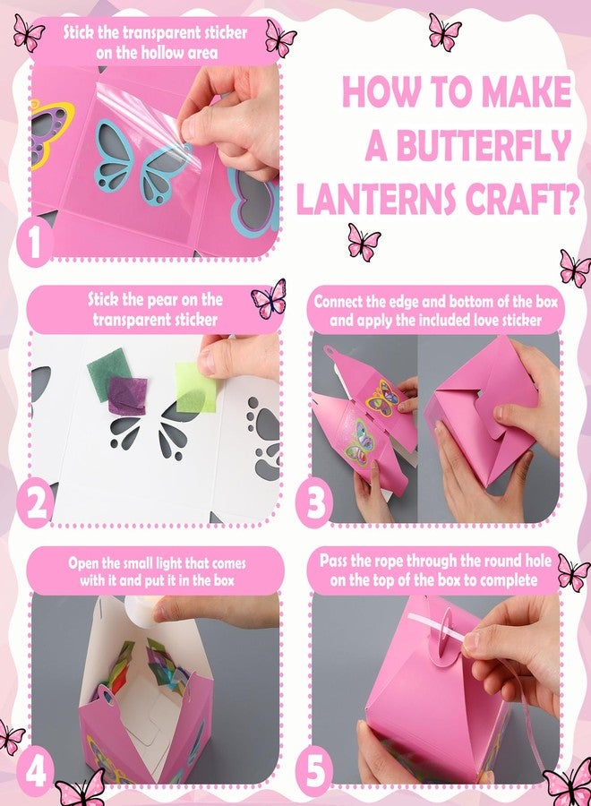 مجموعة سيمجوينج المكونة من 12 مجموعة من أشغال يدوية على شكل فراشات مع أضواء LED، ومجموعات أشغال يدوية من ورق المناديل على شكل فراشات، ومجموعات فوانيس معلقة يمكنك صنعها بنفسك لتزيين النوافذ، وهدايا حفلات الربيع، وأنشطة فنية. - Image 4